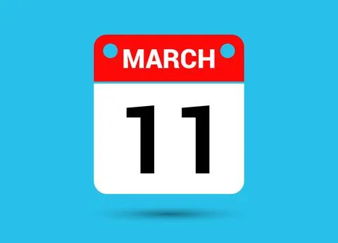 March 11 Calendar Date Flat Icon Day 11 Vector Illustration Illustrazione stock