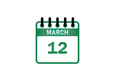 March 12 Calendar Date Ilustração Stock