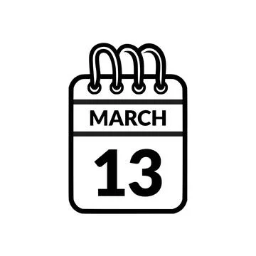 March 13 Calendar icon vector illustration. Stock Illustration