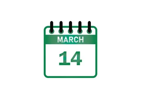 March 14 Calendar Date Illustration
