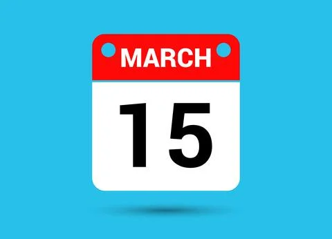 March 15 Calendar Date Flat Icon Day 15 Vector Illustration Illustrazione stock