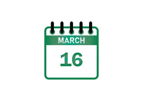 March 16 Calendar Date Illustrazione stock
