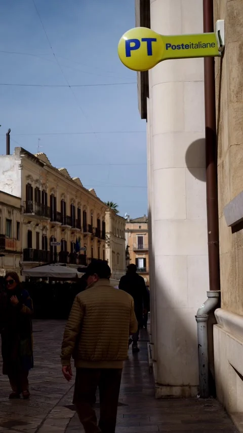 March 16th,2025, Matera, Italy: Poste Italiane sign in Matera Stock Footage 305857712