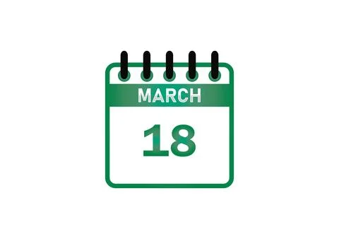 March 18 Calendar Date Stockillustratie
