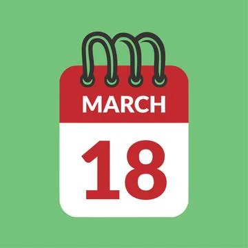 March 18 Calendar icon vector illustration. Stock Illustration