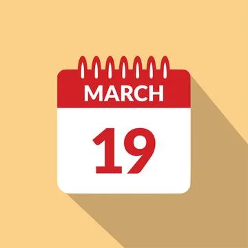 March 19 Calendar icon vector illustration. Stock Illustration