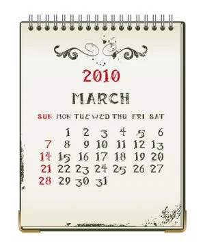 March 2010 Illustrazione stock
