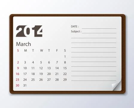 March 2014 calendar Stock Illustration