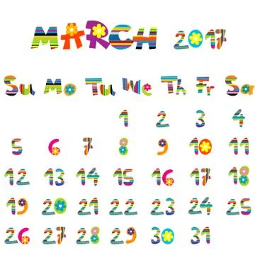 March 2017 calendar Stock Illustration
