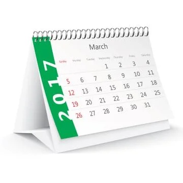 March 2017 desk calendar - vector Stock Illustration