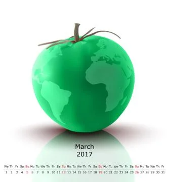 March 2017 tomato calendar Stock Illustration