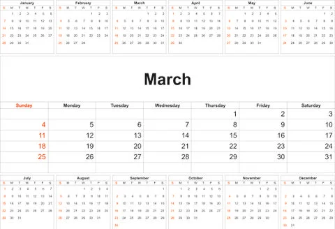 March 2018 desk calendar vector illustration, simple and clean design. Stock Illustration