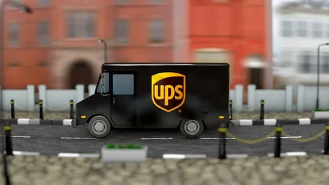 March 2019, Editorial use only, 3d animation, UPS delivery vehicle. 動画素材 104642110
