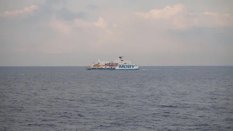 March 2019 - Genoa IT- The ferry that slowly connect Sardinia with the continent Stock Footage 104907623