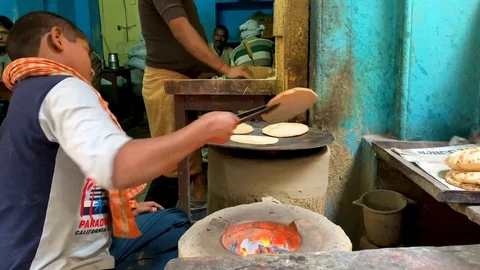 March 2019, India, cooking bread, pita in India Stock Footage 106711921