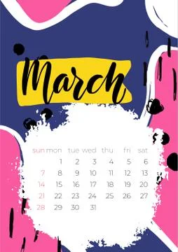 March 2021 page. Modern creative calendar. Abstract monthly calendar template Stock Illustration