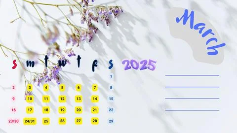 - March 2025 Illustrazione stock