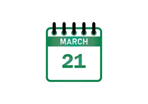 March 21 Calendar Date 스톡 일러스트