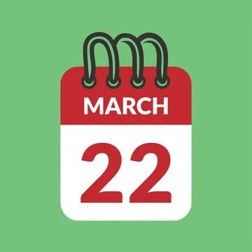 March 22 Calendar icon vector illustration. Stock Illustration