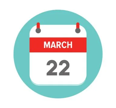March 22. Vector flat daily calendar icon. Date and time, day, month. Holiday Stock Illustration