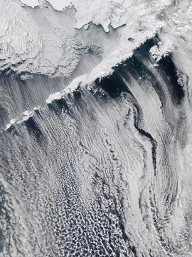 March 23, 2010 - Clouds off the Aleutian Islands..Interesting cloud pattern.. Foto stock