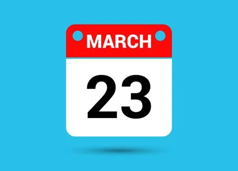 March 23 Calendar Date Flat Icon Day 23 Vector Illustration Illustrazione stock