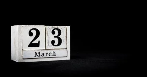 March 23rd, Twenty-third of March, Day 23 of month March - white calendar blo Stock Illustration