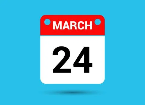 March 24 Calendar Date Flat Icon Day 24 Vector Illustration Illustrazione stock