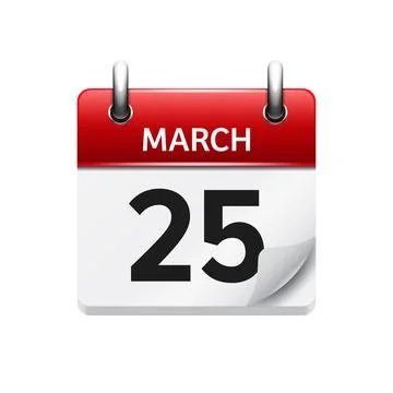March 25. Vector flat daily calendar icon. Date and time, day, month. Holiday. Stock Illustration