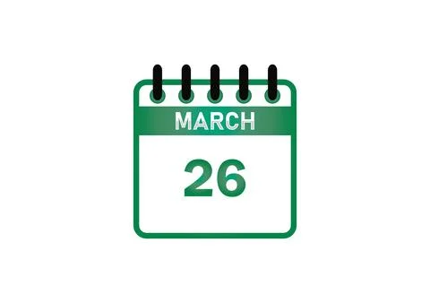 March 26 Calendar Date Illustrazione stock