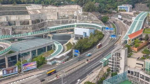 March 28 2026 complex interchange linking Tseung Kwan O tunnel, HK Stock Photos