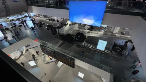 March 29, 2026. Munich, Germany. Deutsches Museum. Interior panorama of Stock Footage 332160532