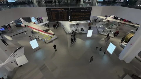 March 29, 2026. Munich, Germany. Deutsches Museum. Panoramic shot of aircraft Stock Footage 332160825