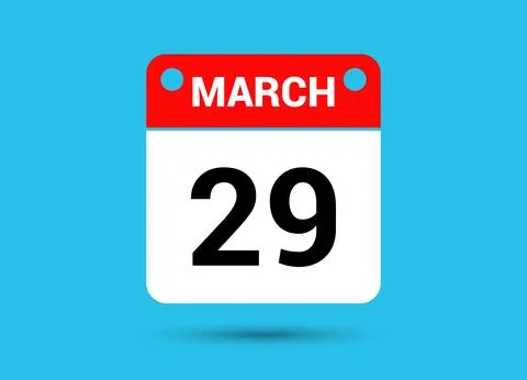 March 29 Calendar Date Flat Icon Day 29 Vector Illustration Illustrazione stock