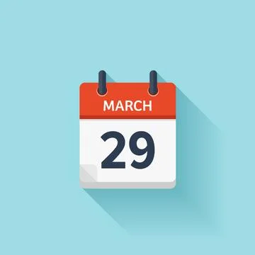 March 29. Vector flat daily calendar icon. Date and time, day, month. Holiday. Ilustração Stock