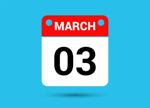 March 3 Calendar Date Flat Icon Day 3 Vector Illustration Illustrazione stock