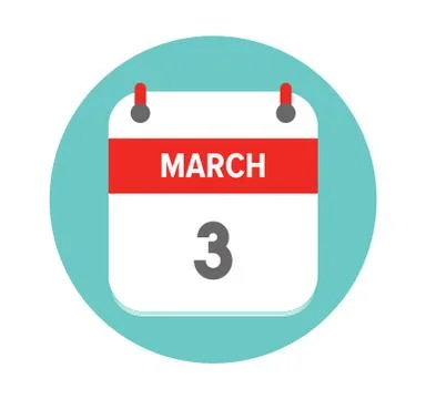 March 3. Vector flat daily calendar icon. Date and time, day, month. Holiday. Stock Illustration