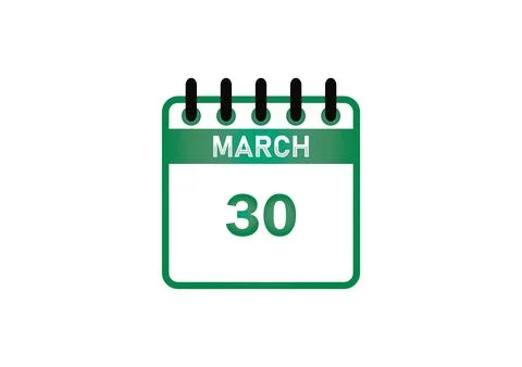 March 30 Calendar Date Иллюстрация