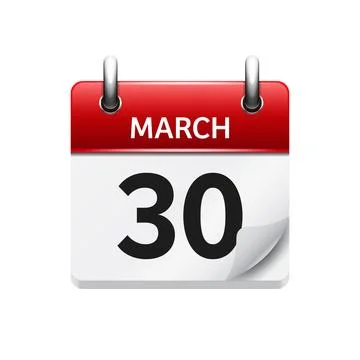 March 30. Vector flat daily calendar icon. Date and time, day, month. Holiday. Stock Illustration