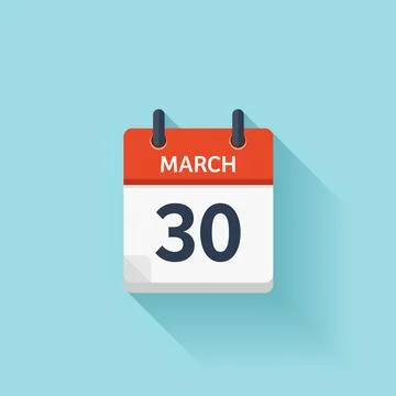 March 30. Vector flat daily calendar icon. Date and time, day, month. Holiday. Stock Illustration