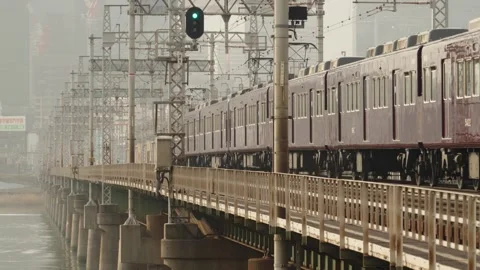 March 31, 2024. 4K Resolution of Hankyu Railway Train from Osaka to Kyoto Stock Footage 273657795