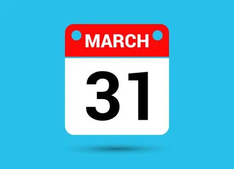 March 31 Calendar Date Flat Icon Day 31 Vector Illustration Illustrazione stock