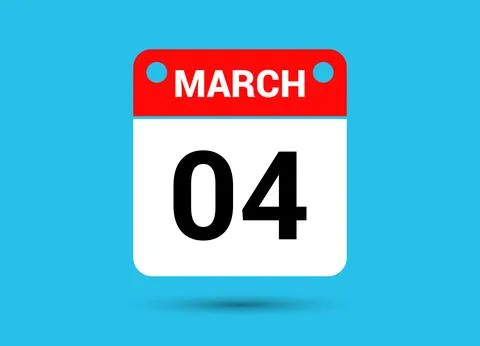March 4 Calendar Date Flat Icon Day 4 Vector Illustration Illustrazione stock