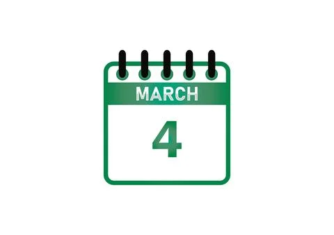March 4 Calendar Date Illustrazione stock