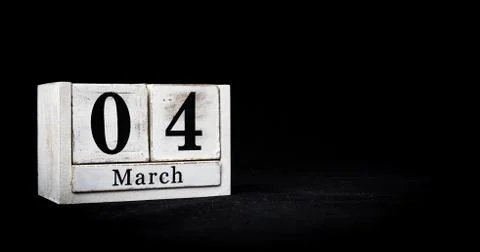 March 4th, Fourth of March, Day 4 of month March - white calendar blocks on b Stock Illustration