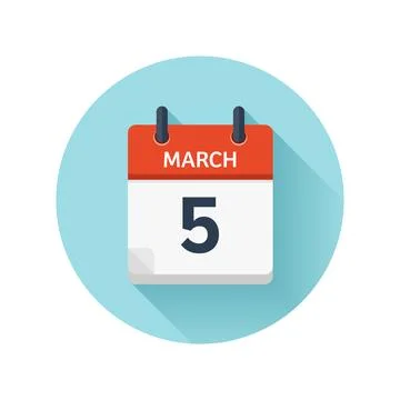 March 5. Vector flat daily calendar icon. Date and time, day, month 2018 Ilustração Stock