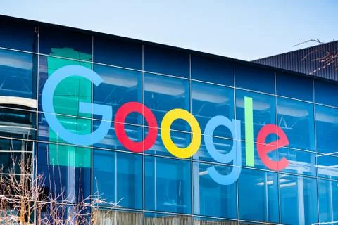 March 7, 2018 Mountain View / CA / USA - Google logo on one of the buildings Stock Photos