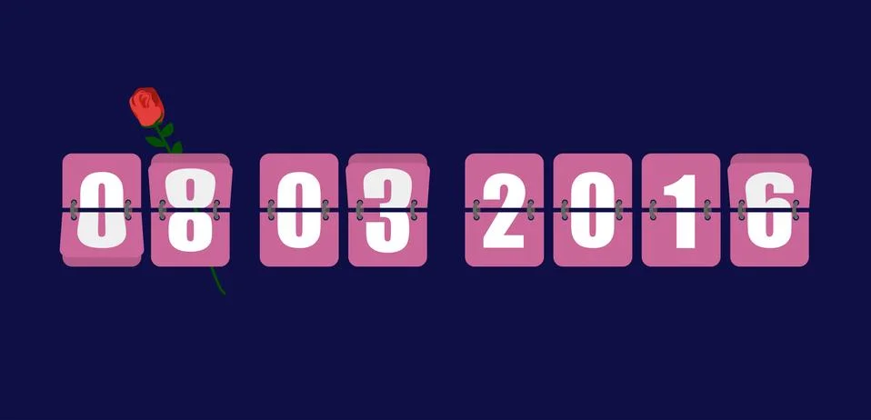 March 8, 2016 year. Toggle meter time. Mechanical timer countdown for holiday Stock Illustration