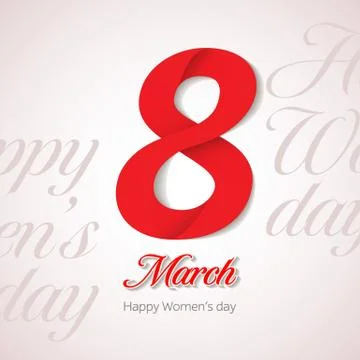 March 8 greeting card. Background template for International Womans Day. Ve.. Stock Illustration