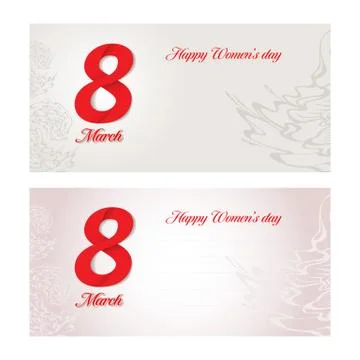 March 8 greeting card. Background template for International Womans Day. Ve.. Stock Illustration